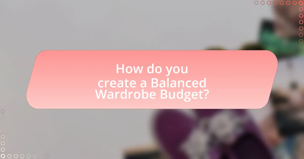 How do you create a Balanced Wardrobe Budget?
